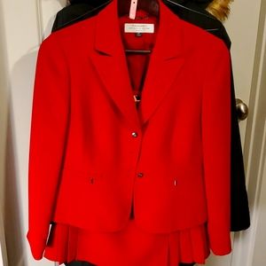 Red knee length skirt suit